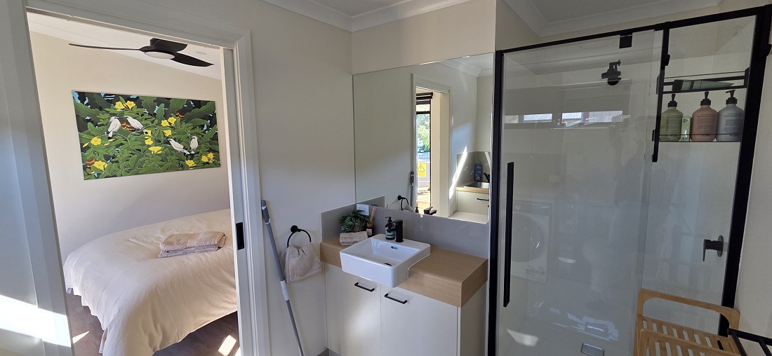 Bathroom of the modular home in Bremer Bay, WA